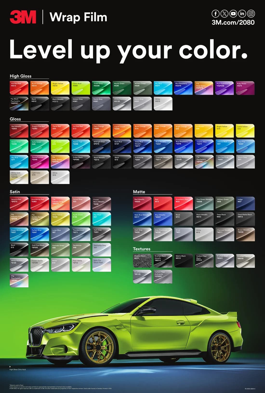 3M Wrap Film Series 2080 colour guide preview