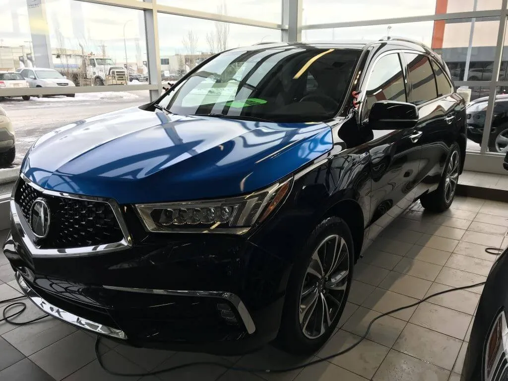 Full blue wrap on Acura MDX