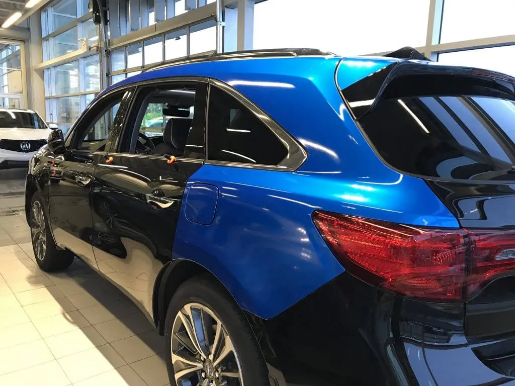 Full blue wrap on Acura MDX